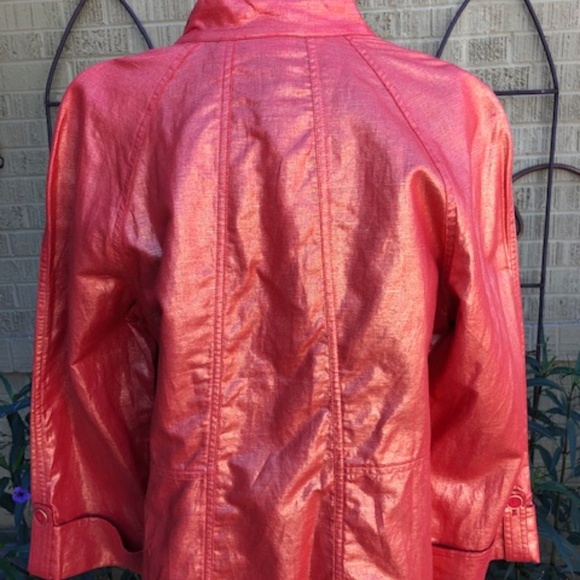 Women's Chico's Orange Iridescent Jacket - Chico's Size 2  (L/XL) - Picture 5 of 16